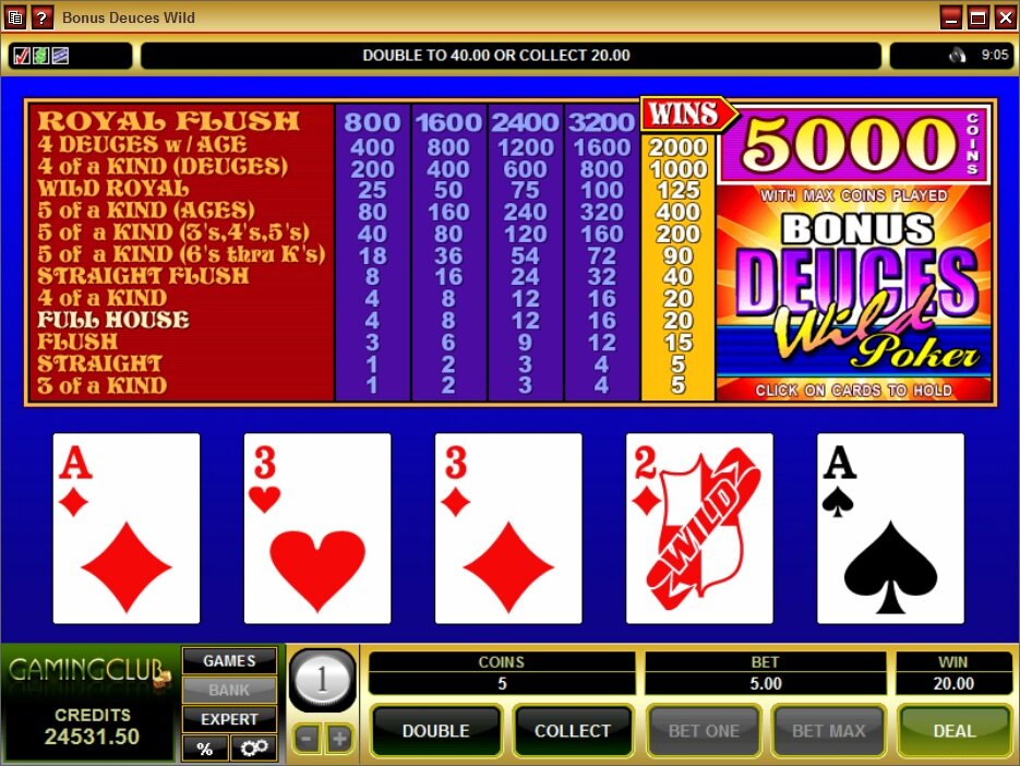 Strategy games in video poker Deuces Wild for 